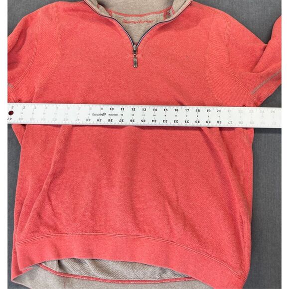 Tommy Bahama‎ Reversible Quarter Zip Pullover Men L Coral Tan Coastal Loungewear - Picture 4 of 11